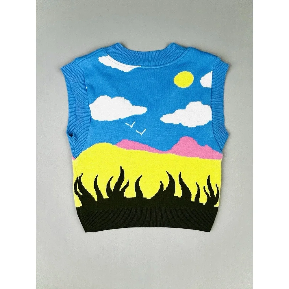 Collusion‎ Women's Size 6 Crop Sweater Vest Landscape